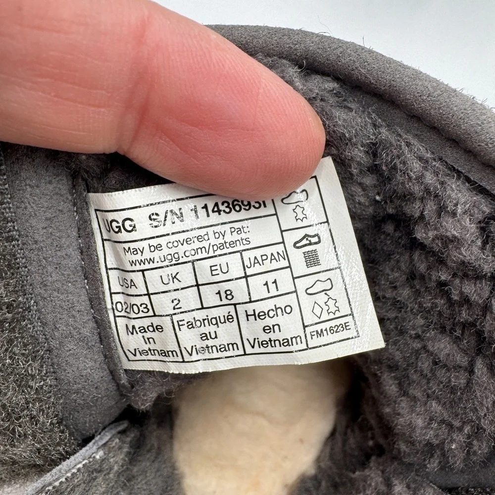 UGG Cozy Suede Gray Baby Booties Size 02/03